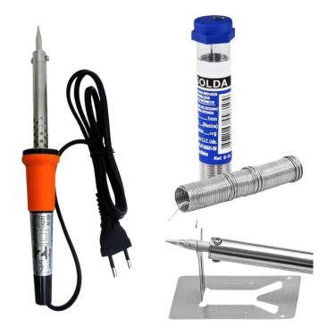 Imagem de Kit Ferro De Solda Soldar Soldador 60W + Estanho