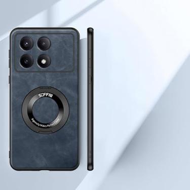 Imagem de Capa de celular Compatível com capa Xiaomi Redmi K70E com capa magnética de suporte de 360°, capa multifuncional de couro de alta qualidade à prova de choque TPU capa protetora resistente (Size : Blu