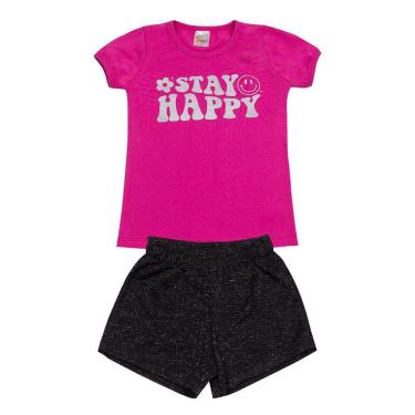 Imagem de Conjunto Infantil Menina Stay Happy Roupa Menina Verão