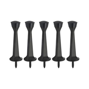 Imagem de QCAA — Parada de porta rígida sólida resistente, 7,6 cm, molde de zinco, 5 Pack, Matte Black