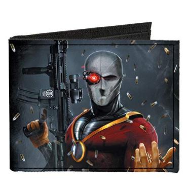 Imagem de Buckle-Down Carteira masculina de lona dobrável padrão Deadshot, 10 cm x 8,9 cm