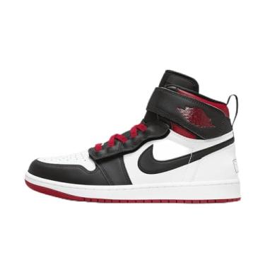 Imagem de Tênis masculino Air Jordan 1 Hi FlyEase (CQ3835-010, preto/cinza cimento/branco/vermelho-fogo), Branco/Vermelho/Branco/Preto, 41