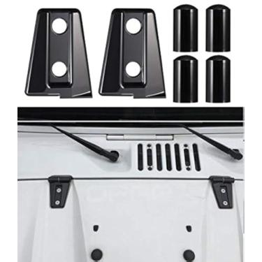 Imagem de Capa dobradiça de capuz preto Hooke Road para Jeep JK Wrangler 2007-2018 e ilimitado – Pacote com 2