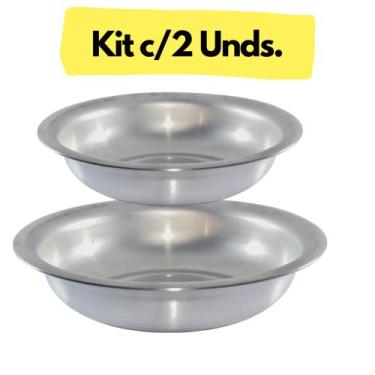 Imagem de Kit com 2 Bacias em Aluminio Redonda N 30 40 Multiuso Cuba Banho Pet S
