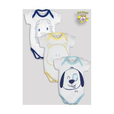 Imagem de Body Manga Curta Masculino Suedine Estampado Animalzinho - Bicho Molha