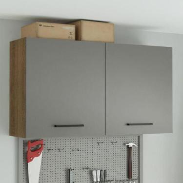 Imagem de Armário Aéreo Multiuso 120cm 2 Portas Rustic/Cinza Agata Madesa, Rusti