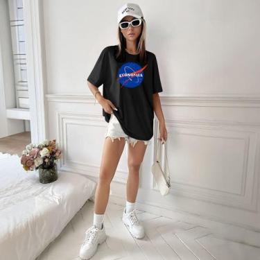 Imagem de Camisa Camiseta Feminina Estampada Nasa Economia 100% Algodão Fio 30.1
