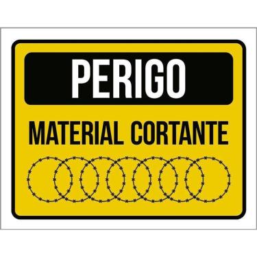 Imagem de Placa Perigo Material Cortante Concertina Sinalização 36X46