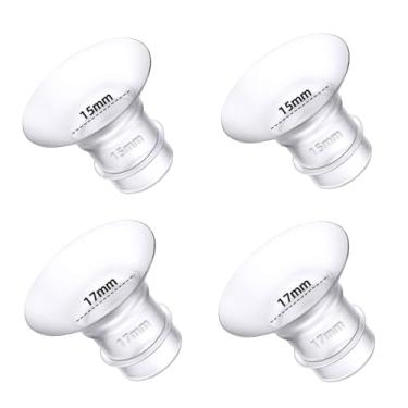 Imagem de Trymall Inserções de Flange 15Mm 17Mm para Medela, Spectra 24Mm Shields/Flanges, Compatível com Tsrete, Cppslee, Momcozy S9/S9Pro/S12/S12Pro Bomba Tira Leite Vestível, Reduz O Túnel de Mamilo de 24Mm Até 4 Unidades