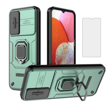 Imagem de Asuwish Capa de telefone para Samsung Galaxy A14/M14 5G com capa de câmera deslizante de vidro temperado protetor de tela suporte suporte robusto fino celular híbrido protetor A 14 4G 14A 14M G5