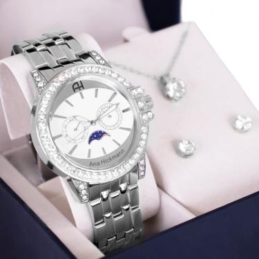 Imagem de Relógio Feminino Champion Ana Hickmann Prata AH30120Q Fase Lunar