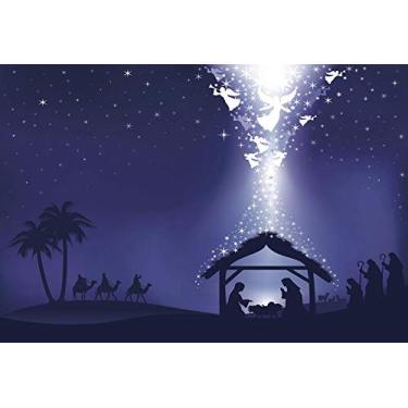 Imagem de Leyiyi Fundo fotográfico de 1,8 x 1,2 m Feliz Natal Ano Novo Vintage Arcanjo Jesus Cristo Natividade recém-nascido batismo Sant Marria Sheperd Estable Photo Portrait Vinyl Studio Prop