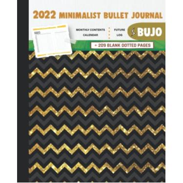 Imagem de 2022 Minimalist Bullet Journal/BUJO with Horizontal Wavy Lines Gold Glitter Marble Painting Cover: Basic Bujo | Classic Bullet Journal Help You ... And Dotted Pages | 240 Pages | 7.5 * 9.25