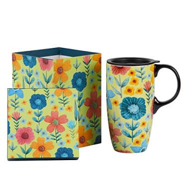 Imagem de Topadorn Canecas de cerâmica porcelana latte xícara de chá caneca de café com caixa de presente, 500 ml. Verde