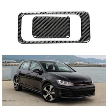 Imagem de IKUESM compatível com Volkswagen Vw Golf 7 Gti Mk7 2013-2019 Fibra de carbono Auto Copilot Storage Box Switch Quadro de adesivo decorativo Acessórios para carro(R)