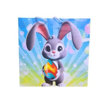 Imagem de 5 Sacolas Papel Cartão Grande Páscoa 31x15x30cm Presentes - Dantas, Az