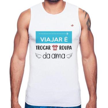 Imagem de Regata Viajar é trocar a roupa da alma - Foca na Moda, Branco, GG