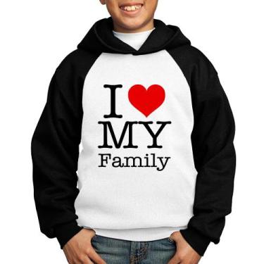 Imagem de Moletom Infantil I Love My Family - Foca na Moda, Branco, Preto, 12