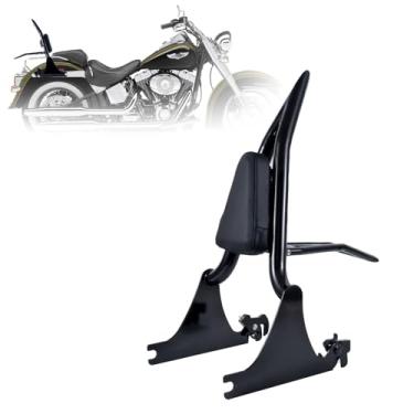 Imagem de Kinglemc Suporte de bagagem Sissy Bar ajustável com trava para Harley Softail Deluxe FatBoy 2000-2017