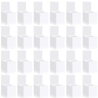 Imagem de 24 caixas de sorteio, caixa de papelão com compartimento para bilhete e cabeçalho removível, urna de 15 x 15 x 15 cm para arrecadação de fundos, caixa de caridade para coletar concurso de votação de