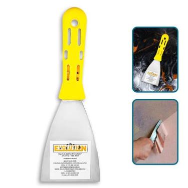 Imagem de Espátula de Aço Inox Evolution Cabo Amarelo Vários Tamanhos Aplicação 
