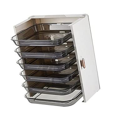 Imagem de Pratos laterais de cozinha PET dobráveis 6 camadas montada na parede prateleira perfuradora pratos quentes rack de armazenamento para cozinha doméstica plástico (branco pérola)