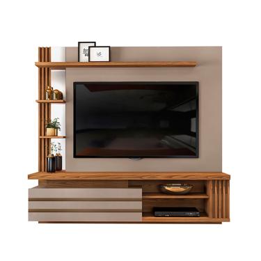 Imagem de Painel Suspenso Remo c/ Espelho p/ TV até 55 Amarula/ Carvalho Europeu dj Móveis