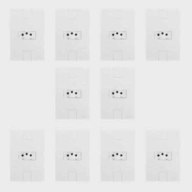 Imagem de Conjunto com 10 Tomadas 2p + t 20A 250v, Modular, com Placa 4x2 Branco