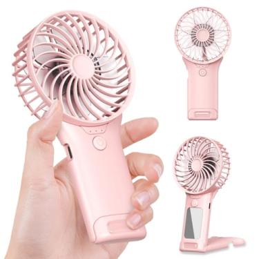 Imagem de GEHEN Ventilador de bolso portátil, recarregável por USB, mini ventilador com espelho, vento de 4 marchas, até 15 horas, ventilador de mão com resfriamento potente para viagem/verão/concertos/cílios,