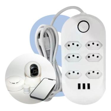Imagem de Extensao Regua Eletrica Segura C/ 6 Tomadas E 3 Usb 2 Metros - FILTRO 