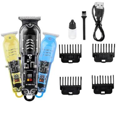 Imagem de Maquina de cortar cabelo aparar barba pelos sem fio recarregável profissional à prova d'água