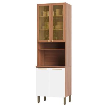 Imagem de Paneleiro 70cm Sálvia 4 Portas Com Espaço Para Micro-ondas Branco E Freijó