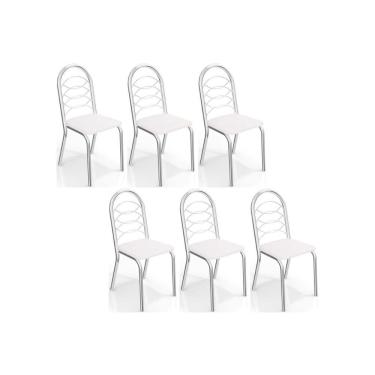 Imagem de Cadeira De Cozinha Holanda C009 Kit 6 Un Cromada Branco 106