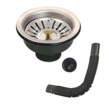 Imagem de Ralo Valvula Dreno Filtro De Pia 10x10 Inox Sifao Tubo De Escoamento Cozinha Lavanderia Lavabo Casa