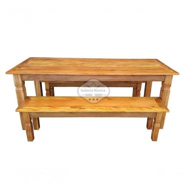Imagem de Conjunto Mesa Rústica Com 2 Bancos De Encaixe Em Madeira De Demolição 2m X 80 Sudeste Rústico