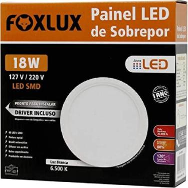 Imagem de Painel LED 20,5x20,5 Redondo Branco Sobrepor 18W 6500K Foxlux