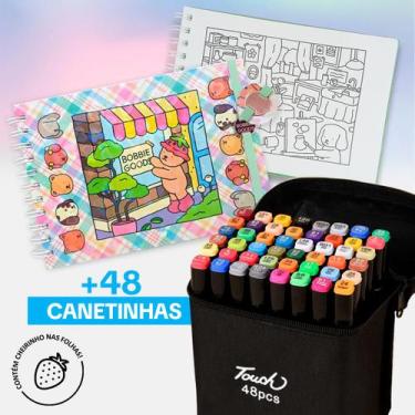 Imagem de Kit Canetinhas Coloridas Touch e Livro de Colorir Bobbies Good Profiss