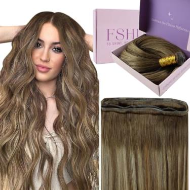 Imagem de Fshine Genius Weft Hair Real Human Hair Balanyage Sew in Cabelo Humano Marrom Médio Misturado Caramelo Loiro 22 Polegadas Retas Extensões de Trama Cabelo Humano Para Mulheres 50g