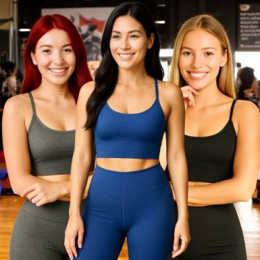 Imagem de KIT 3 Tops ALÇA FINA Bojo Fitness Slim Suplex Sutiã Esportivo Corrida 