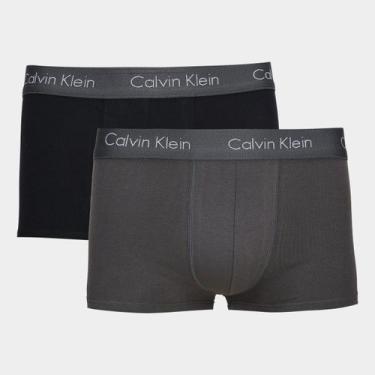 Imagem de Kit Cueca Juvenil Calvin Klein Trunk Algodão c/ 2 Peças, Grafite, 12-1