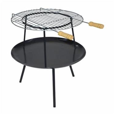 Imagem de Lareira Churrasqueira Redonda Portatil Chapa Aço Grelha 50cm - Ouro Mi