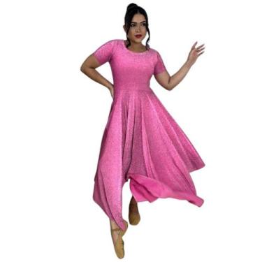 Imagem de Vestido de Dança Coreografia Plus Size LUREX MANGA Moda Evangélica - M