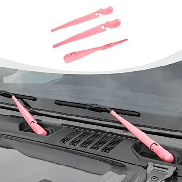 Imagem de RAZPOY Acabamento Das Palhetas Do Limpador De Para-Brisa Dianteiro E Traseiro Jl, Capa Palheta Compatível Com Jeep Wrangler Jlu Gladiator Jt 2018-2023, Rosa