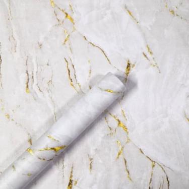 Imagem de Papel de Parede Premium Mármore Texturizado 5 metros = 1 Rolo de 5m X 45cm Autoadesivo Sala, Cozinha, Banheiro