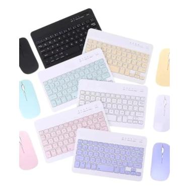 Imagem de Teclado e Mouse Sem Fio Bluetooth Colorido Macaron, Kit para PC, iPad, Tablet, Notebook