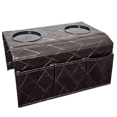 Imagem de Kit 2 Bandejas esteira protetor para braço de sofá costurada com porta copos e suporte(Café trançado)