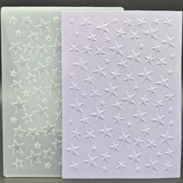Imagem de Pasta de plástico em relevo tamanho A6 estrelas 3D artesanato em papel plástico texturizado impressões para fazer cartões scrapbooking