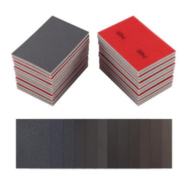 Imagem de Conjunto de esponja de lixa de 24 peças, 12 graus diferentes de bloco de lixamento 180-3000 grãos, papel de areia reutilizável molhado e seco 10 x 7,6 cm para paredes de drywall de madeira de metal