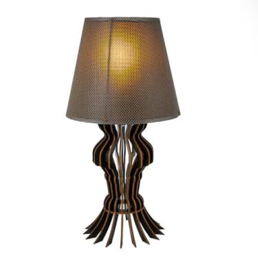 Imagem de Abajur Luminária Mesa Madeira Mdf Sala Quarto Criado Mudo (CAFÉ)