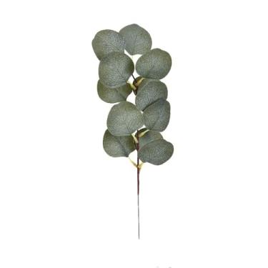 Imagem de 10 peças de caules e folhas de plantas artificiais, arranjos de flores, acessórios de decoração de parede, folhas de eucalipto - folhas de eucalipto cinza e branco